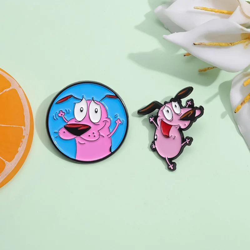 Cute Cartoon Pink Dog Enamel Pins Brooches Fashion Jewelry Accessories Gift for Kids and Friends