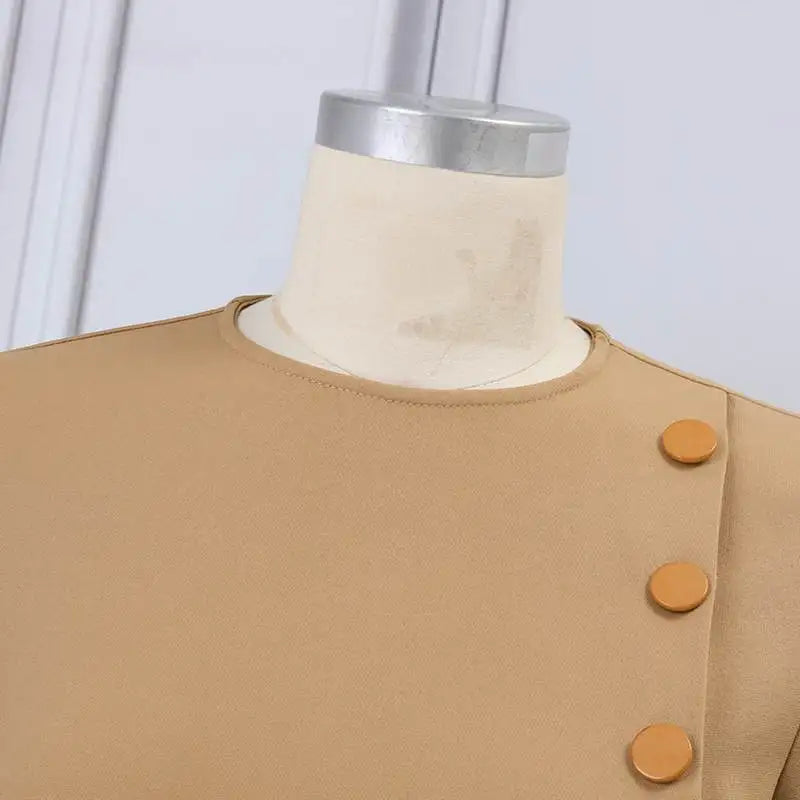 Elegant Women Midi Dress Solid Color Short Sleeve Casual