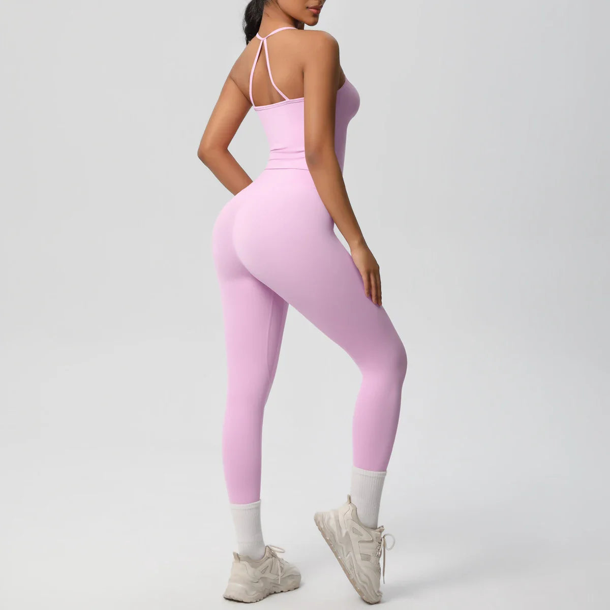 2PCS Nude Feeling Yoga Set for Women Push Up Sport Bra and High Waist Leggings Fitness Running Workout Tracksuit Activewear