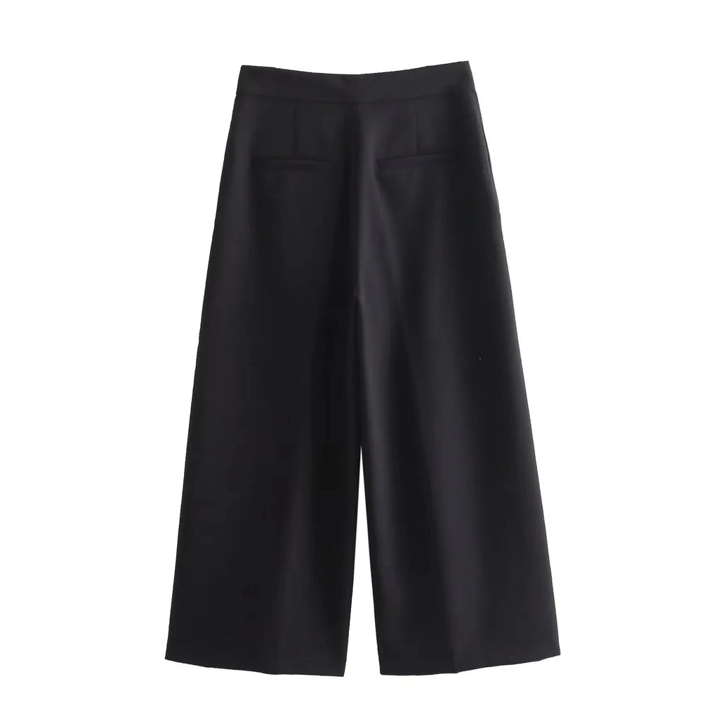 Casual Solid V Neck Sleeveless Vest and Wide Leg Pants Set for Elegant Summer Style