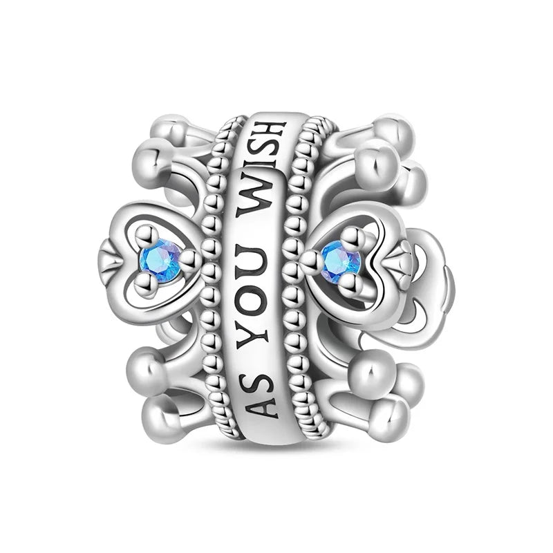 Silver Plated Lotus Guardian Angel Heart-Shaped Zircon Charms Beads for DIY Jewelry and 925 Bracelets