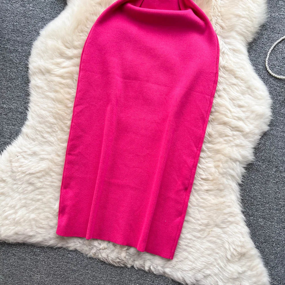 Pearl Design Knitted Bodycon Dress For Party And Streetwear