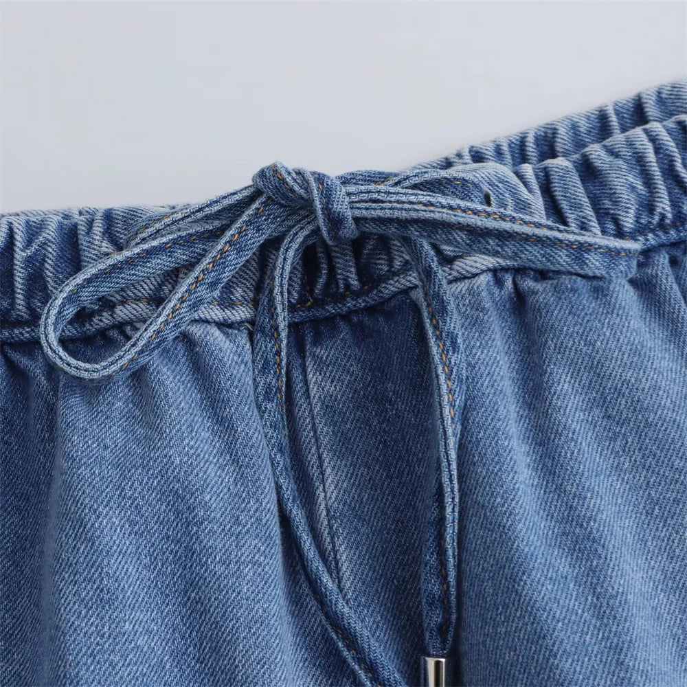 Women's Versatile Denim Long Sleeve Shirt and Pants Set for Casual Spring and Summer Wear