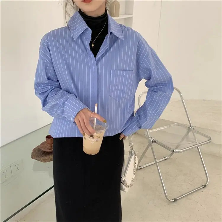 Lightweight Sun Protection Women's Stripe Long Sleeve Blouse and Cardigan for Spring and Summer Outdoor Wear