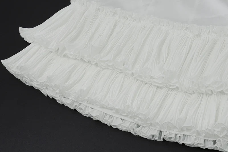 Solid Pearl Embellished Two Piece Set Sleeveless Floral Slim Fit Vest with Pleated Mini Skirt Summer Women's Fashion Ensemble