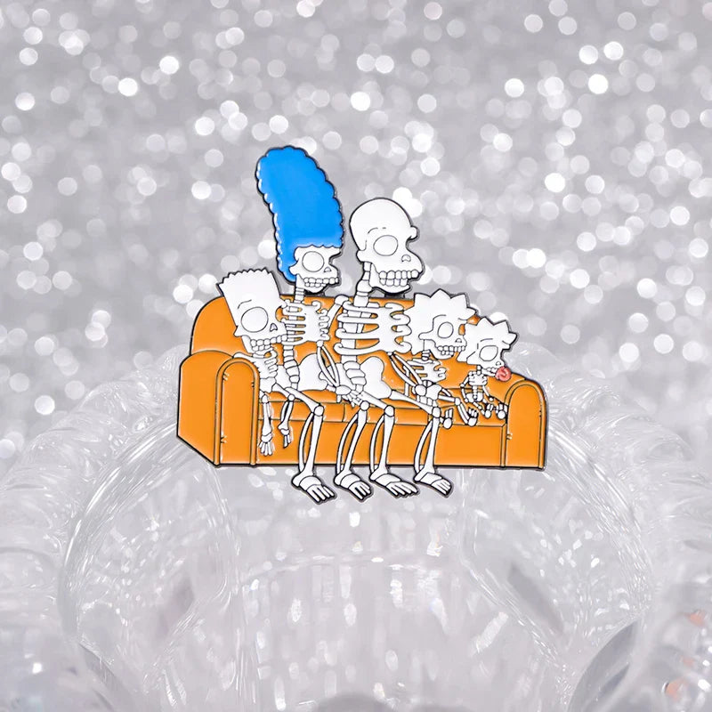 Animated Punk Skull Enamel Brooch Funny Cartoon Metal Pin for Backpack and Lapel Accessories Gift