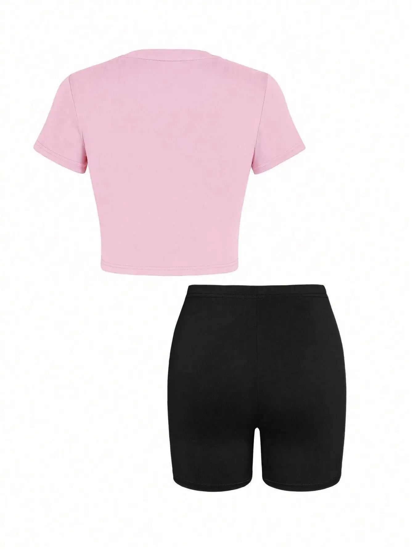 Colorful Floral Print Slim Fit Crop T-Shirt and Shorts Set for Women Summer Casual Cool Crewneck Short Sleeve Trendy Lightweight All-Match Two-Piece Outfit