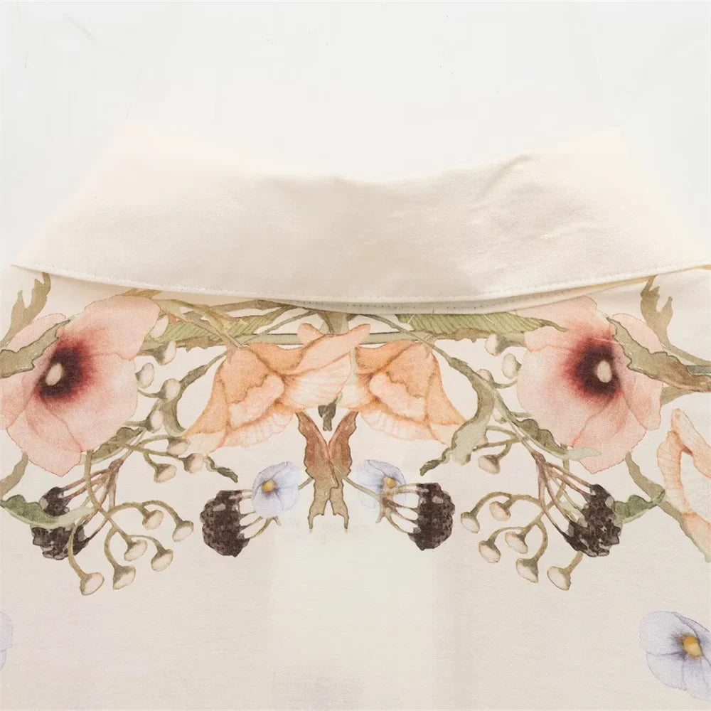 Floral Pattern Women's Shirt and Long Pants Set for Spring Fashion