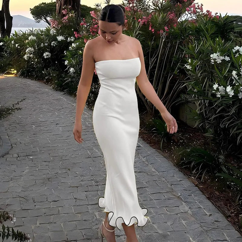 Sexy Tube Top Sleeveless Long Dress For Women Eveningwear