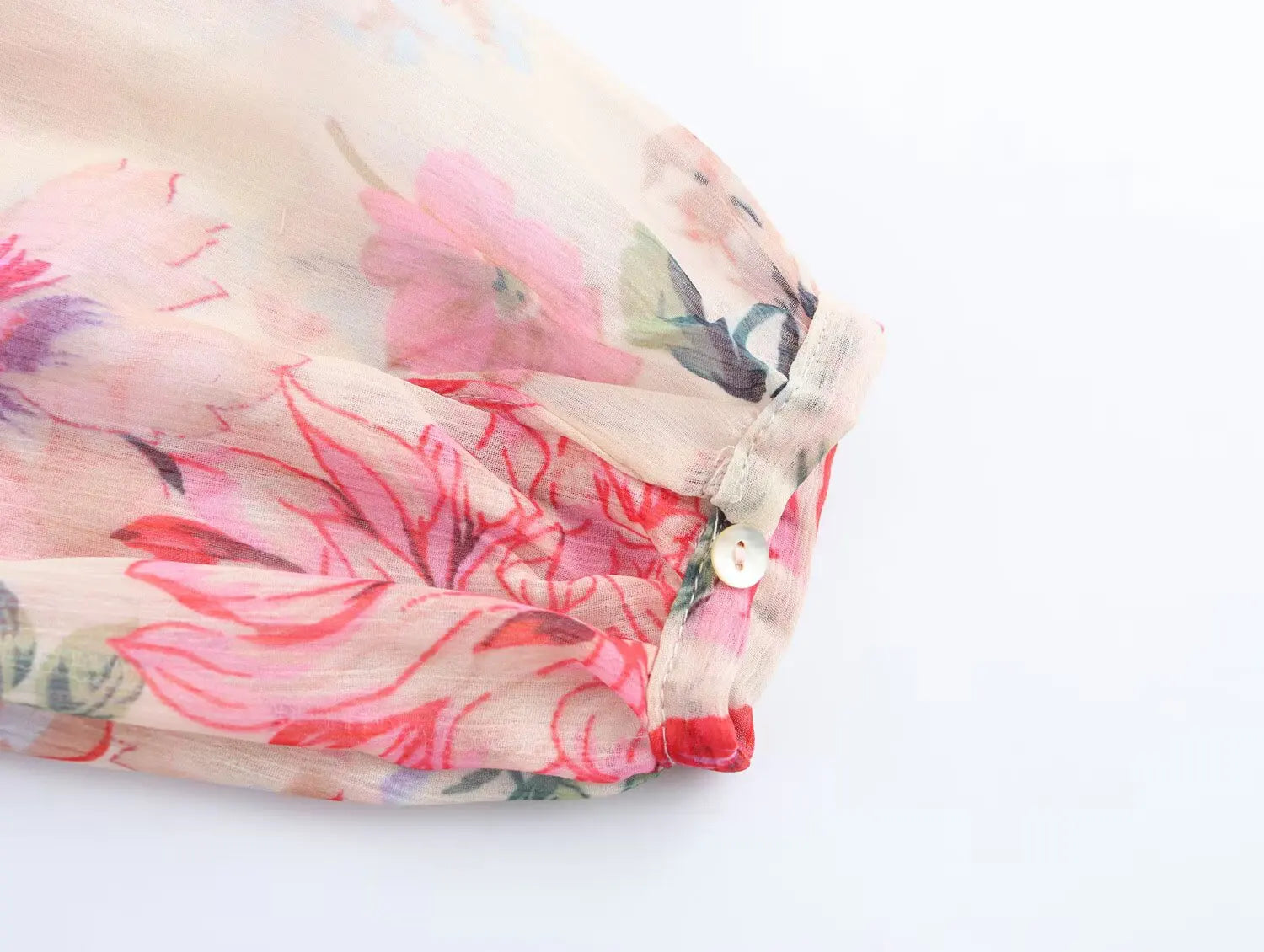 Floral Print Midi Dress With High Neck And Tie Front Belt