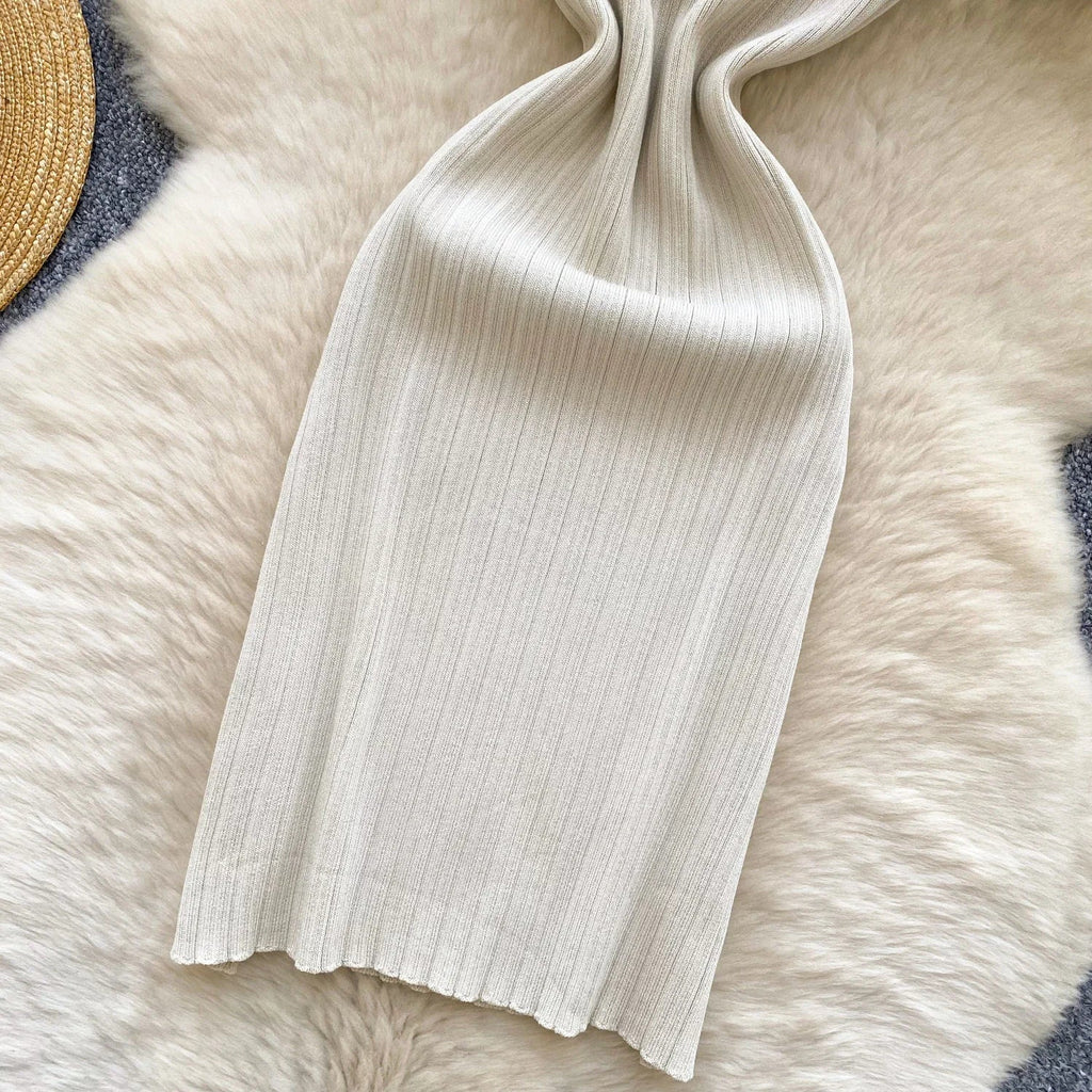 Knit Bodycon Sundress for Women With Striped Pattern