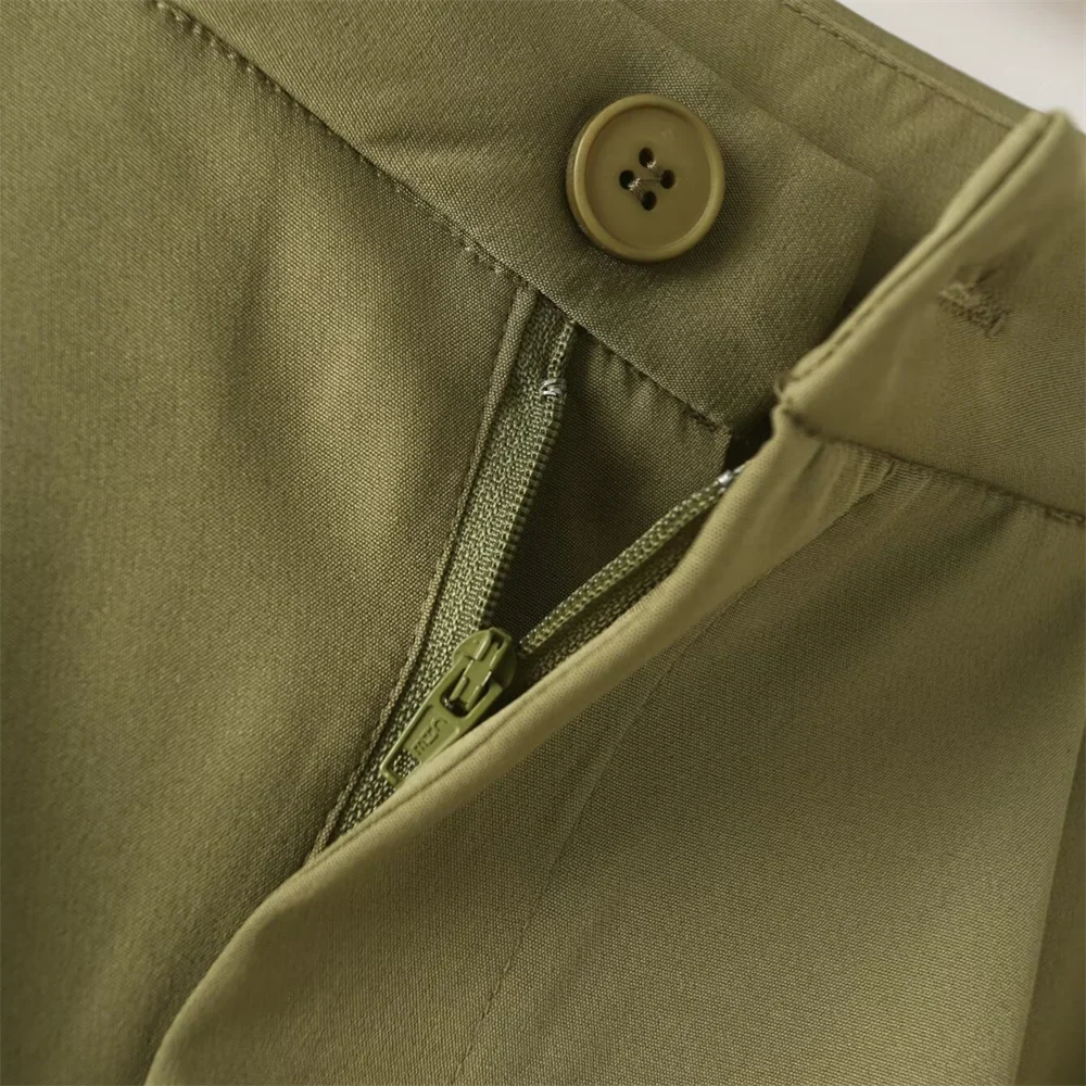 Women's Green Workwear Suit Set With Coat And Pants