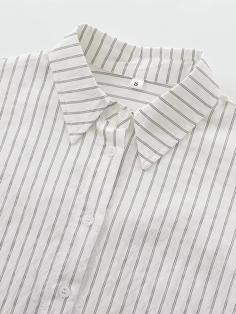 Versatile Casual Women's Striped Long Sleeve Lapel Shirt Comfortable Multi-Purpose Autumn Top