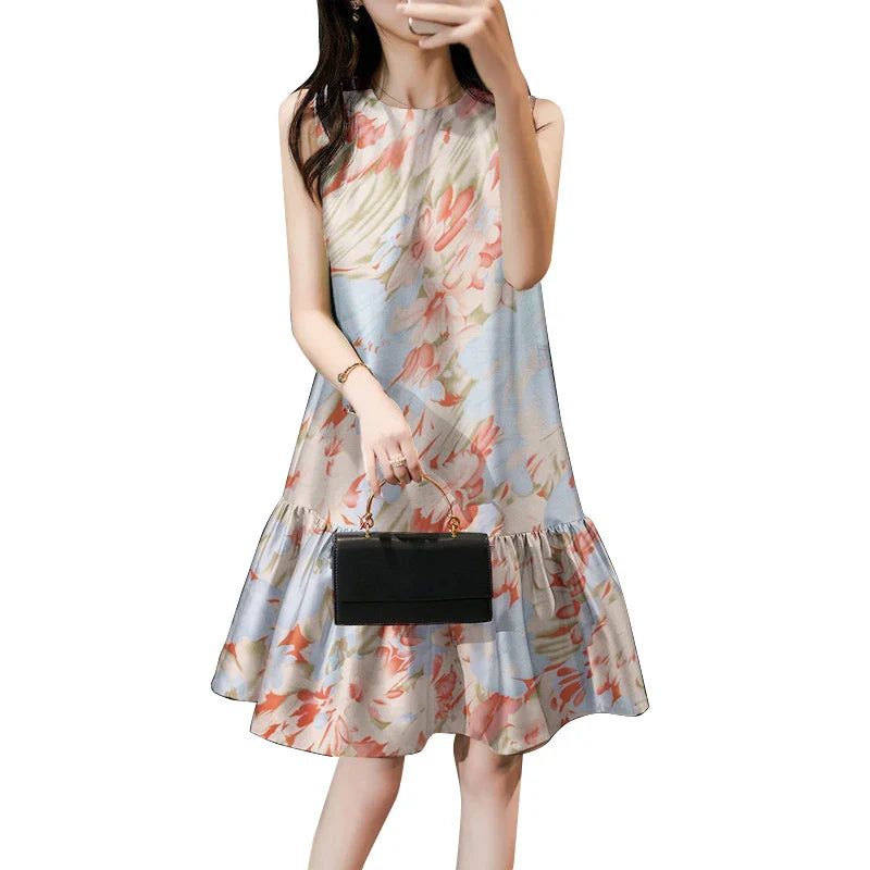 Bohemian Floral Dress Sleeveless Sundress for Summer Women