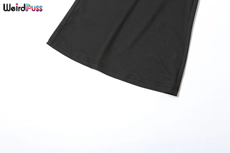 Sexy Hollow Mesh Jumpsuit for Women with Cross Bandage Ribbon, Single Shoulder Design, Full Sleeve Stretch Fit, Midnight Clubwear Overalls