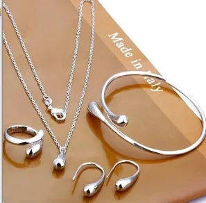 Heart Shaped Jewelry Set With Earrings Pendant Necklace for Women Exquisite Rhinestone Double Heart Design