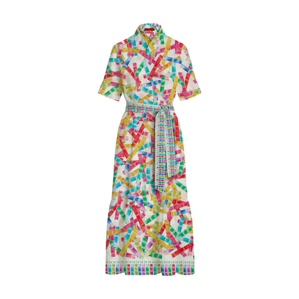 Summer Printed Shirt Dress For Women With Lapel Half Sleeve