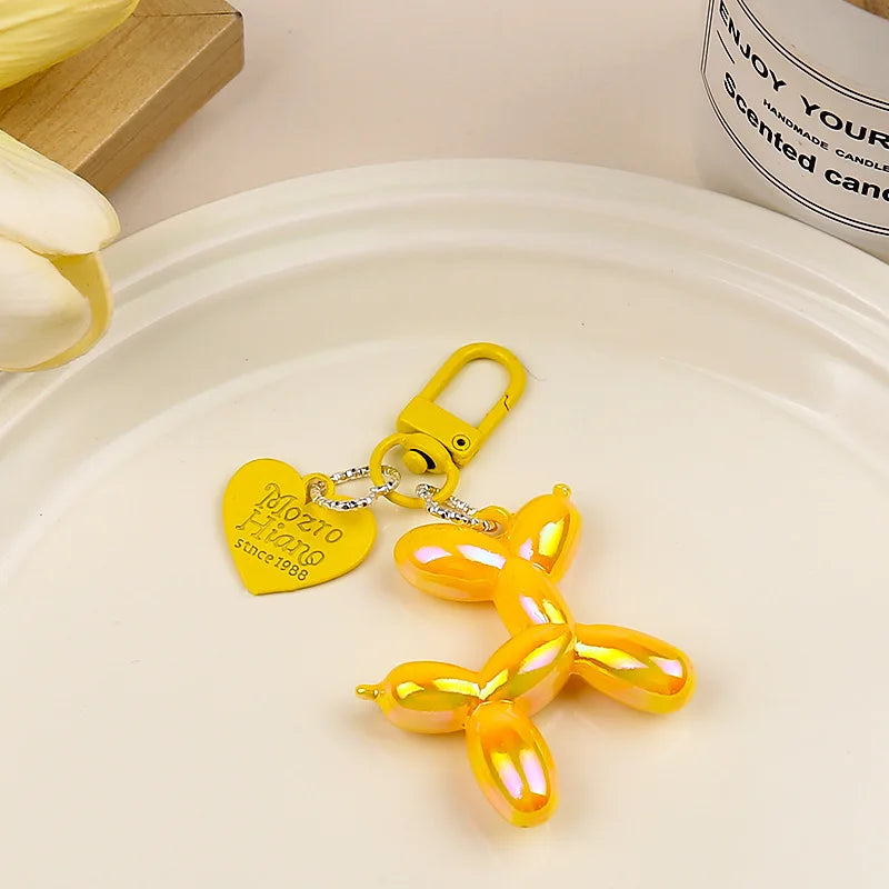 Cute Y2K Acrylic Cartoon Balloon Dog Keychain for Women Bag Pendant and Car Accessory