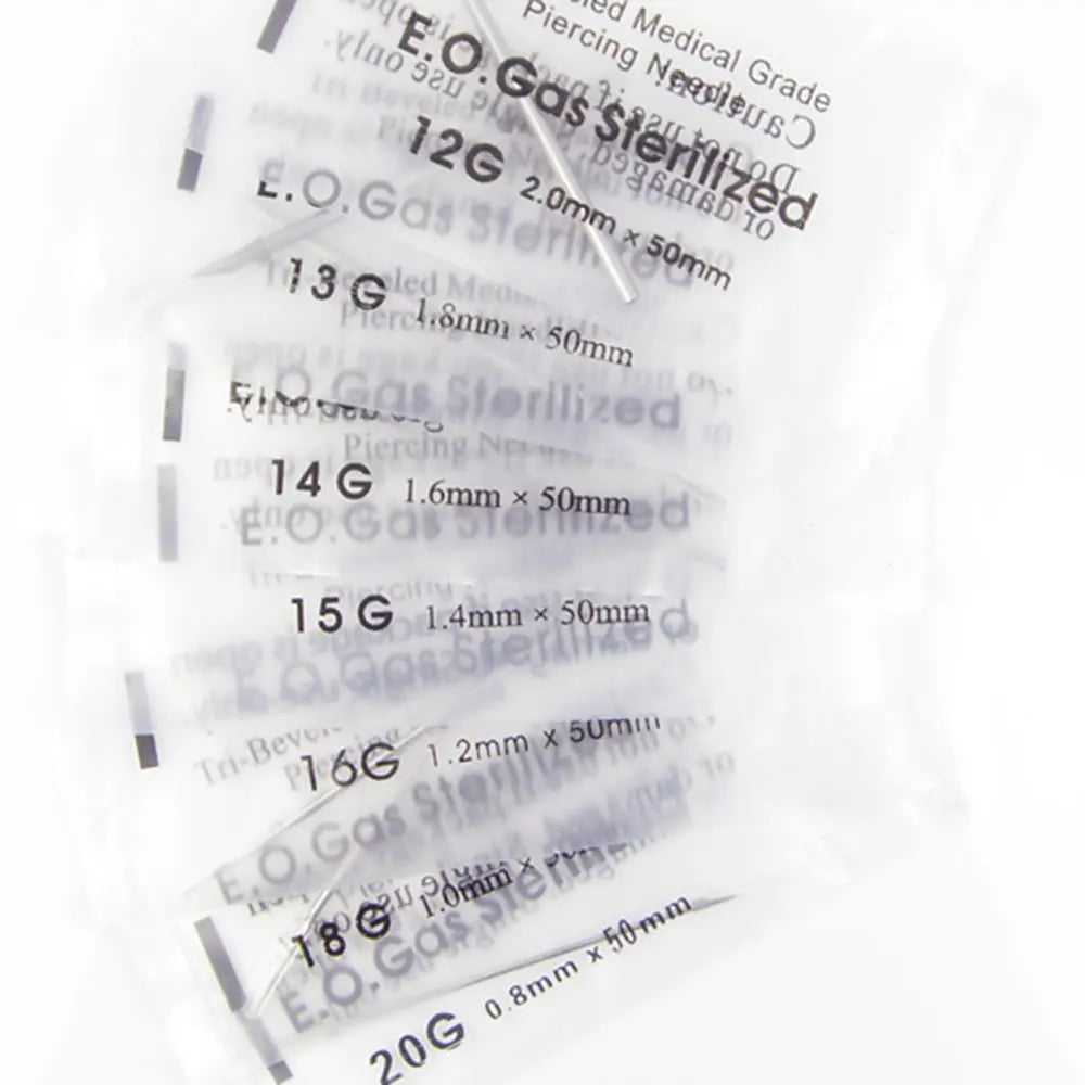 Surgical Steel Disposable Body Piercing Needles Sterile Medical Grade 12G to 20G Individual Pack