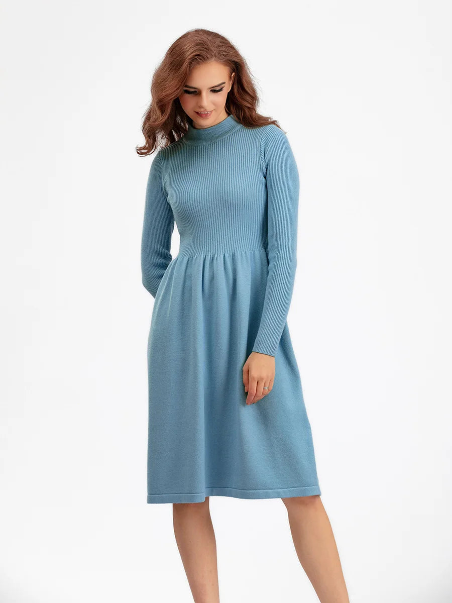 Women's Autumn Knit Dress Bodycon Maxi O Neck Chic Office