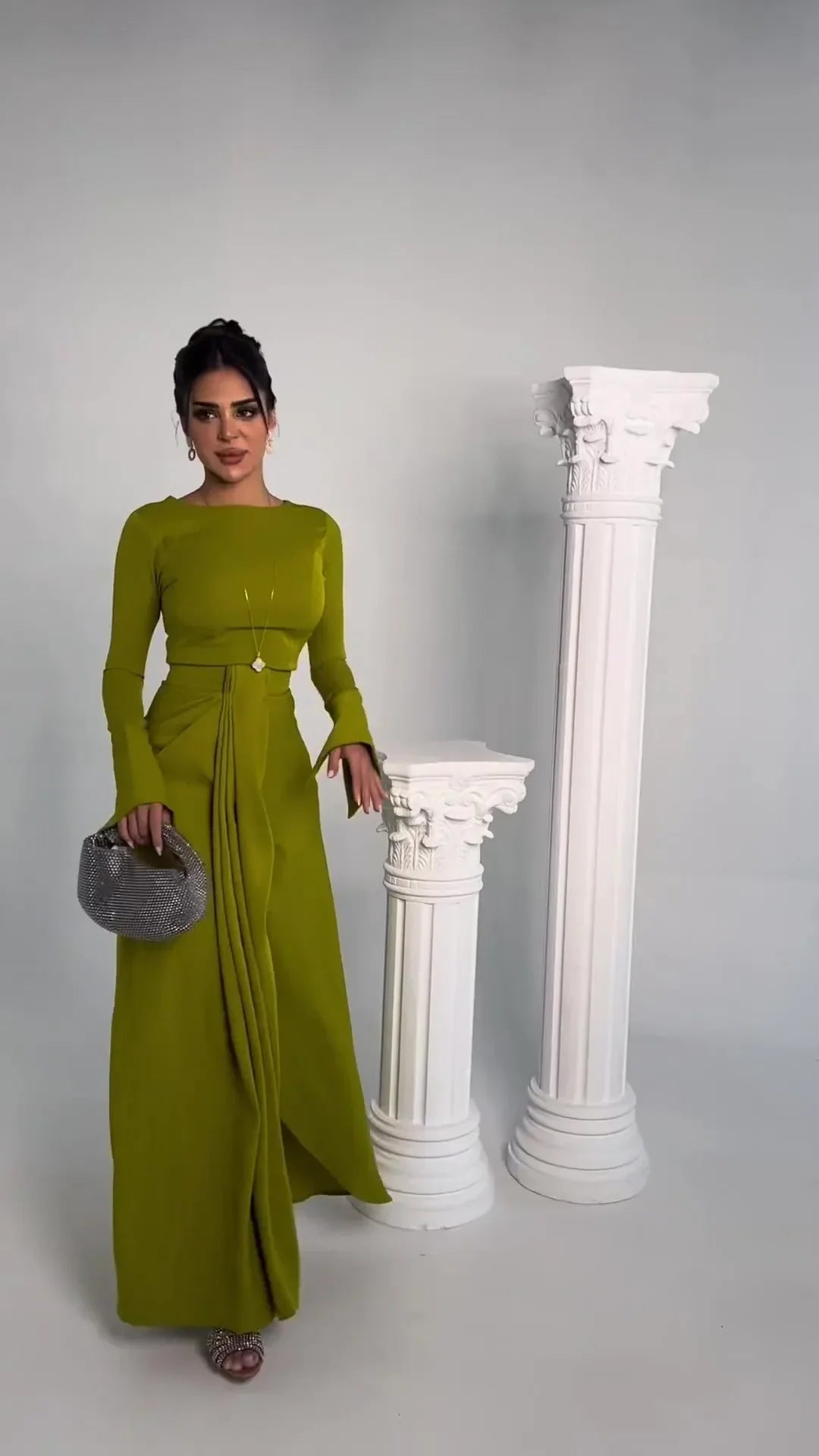 Satin A Line Prom Dress with Jewel Embellishments Gown