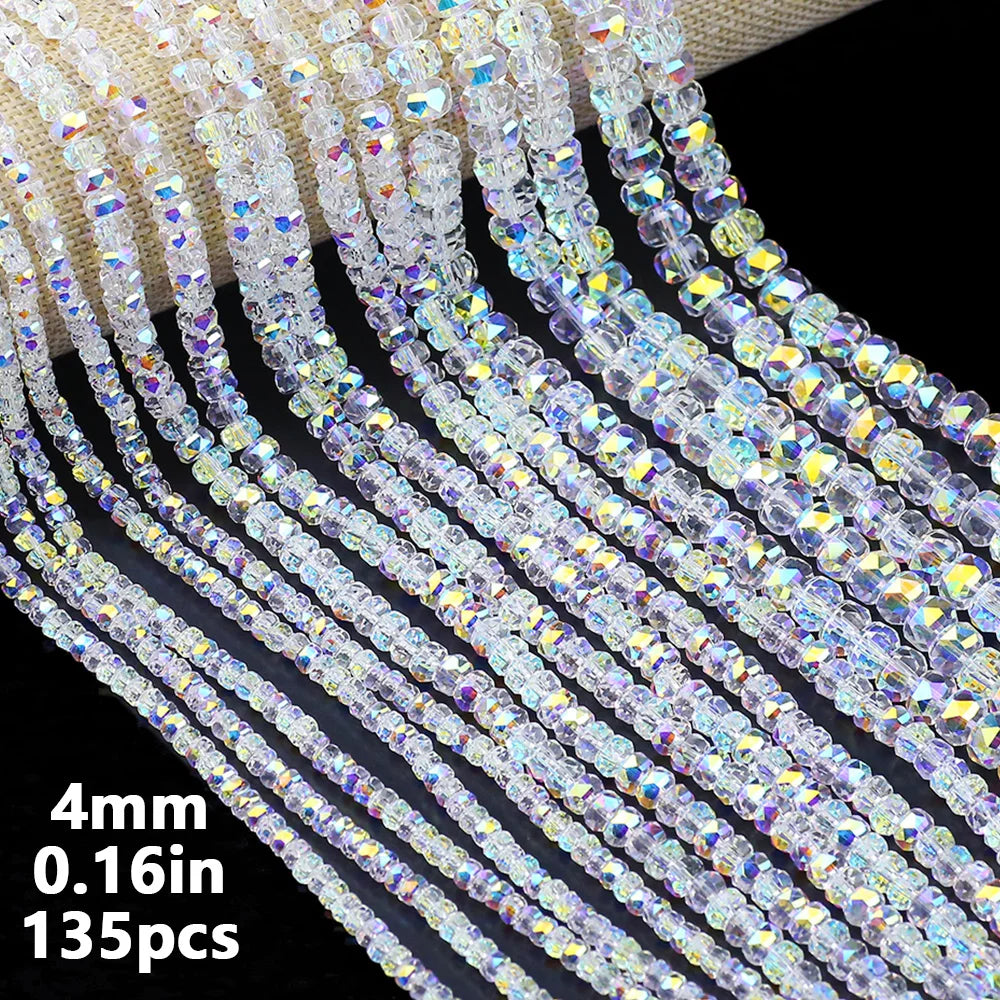 Austrian Crystal Transparent AB Glass Beads for DIY Jewelry Making in 3mm, 4mm, 6mm, 8mm Sizes