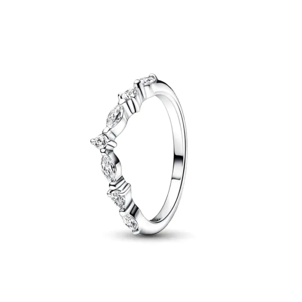 925 Sterling Silver Heart Stone Ring for Women in Size 6 7 8 9 for Wedding and Party Jewelry