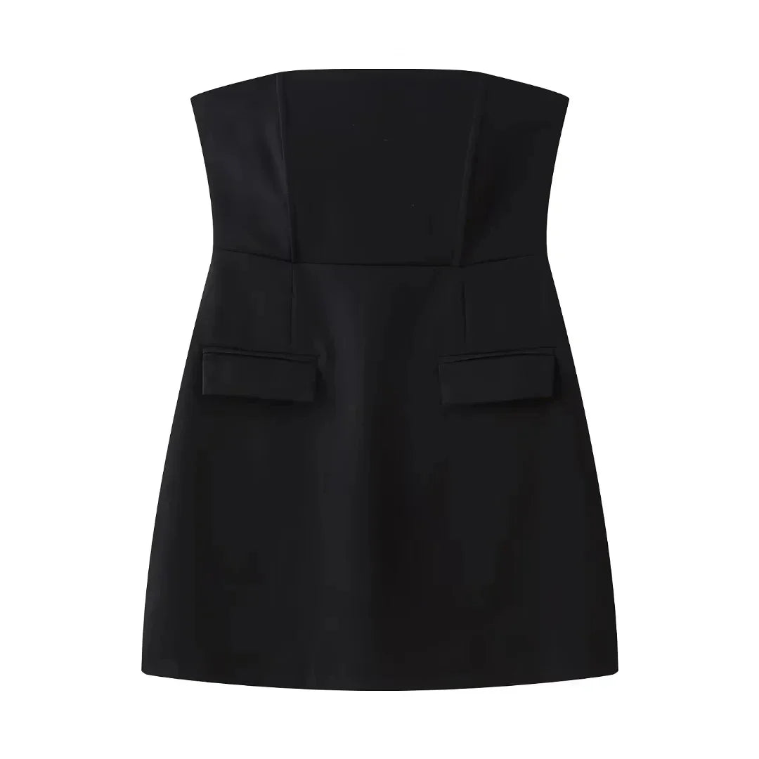 Sexy Strapless Mini Skirt For Women Solid Color Summer