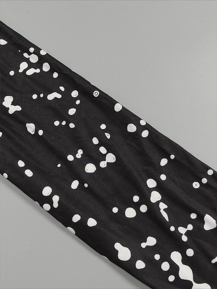 Womens Loose Maxi Dress Round Neck Long Sleeve Dot Pattern