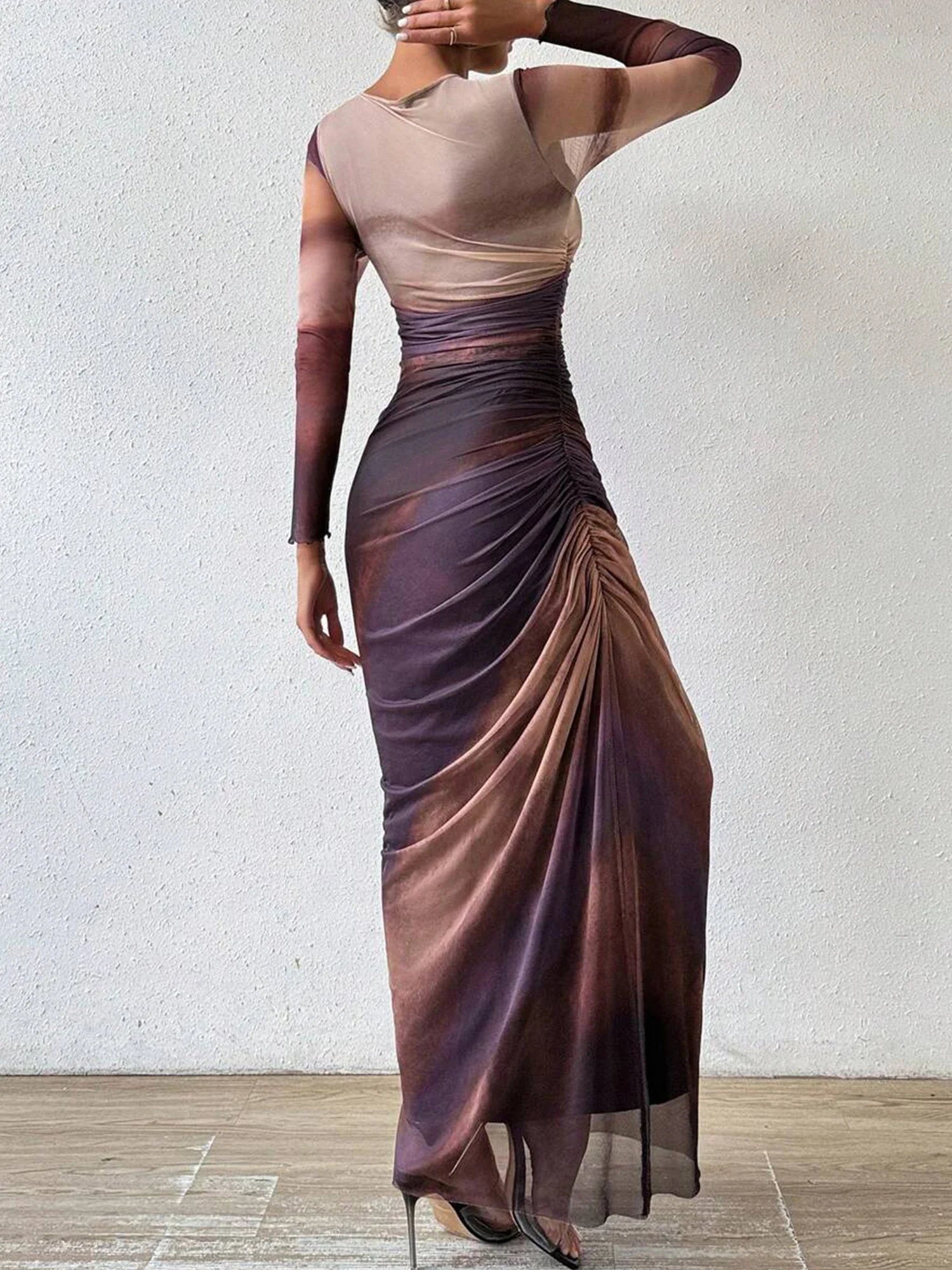 Boho Retro National Style Gauze Dress With Exotic Print