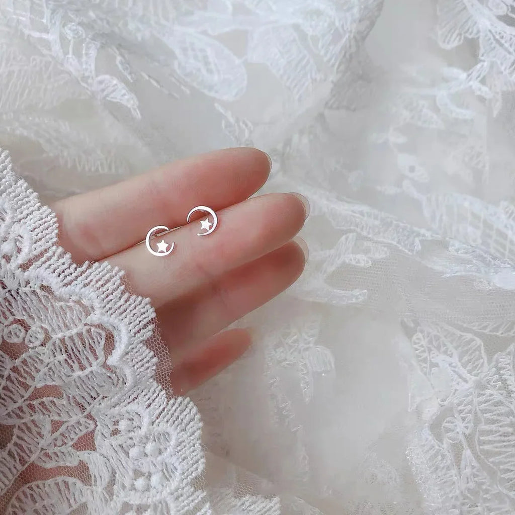 925 Silver Mini Star Heart Butterfly Stud Earrings for Women Hypoallergenic Daily Wear