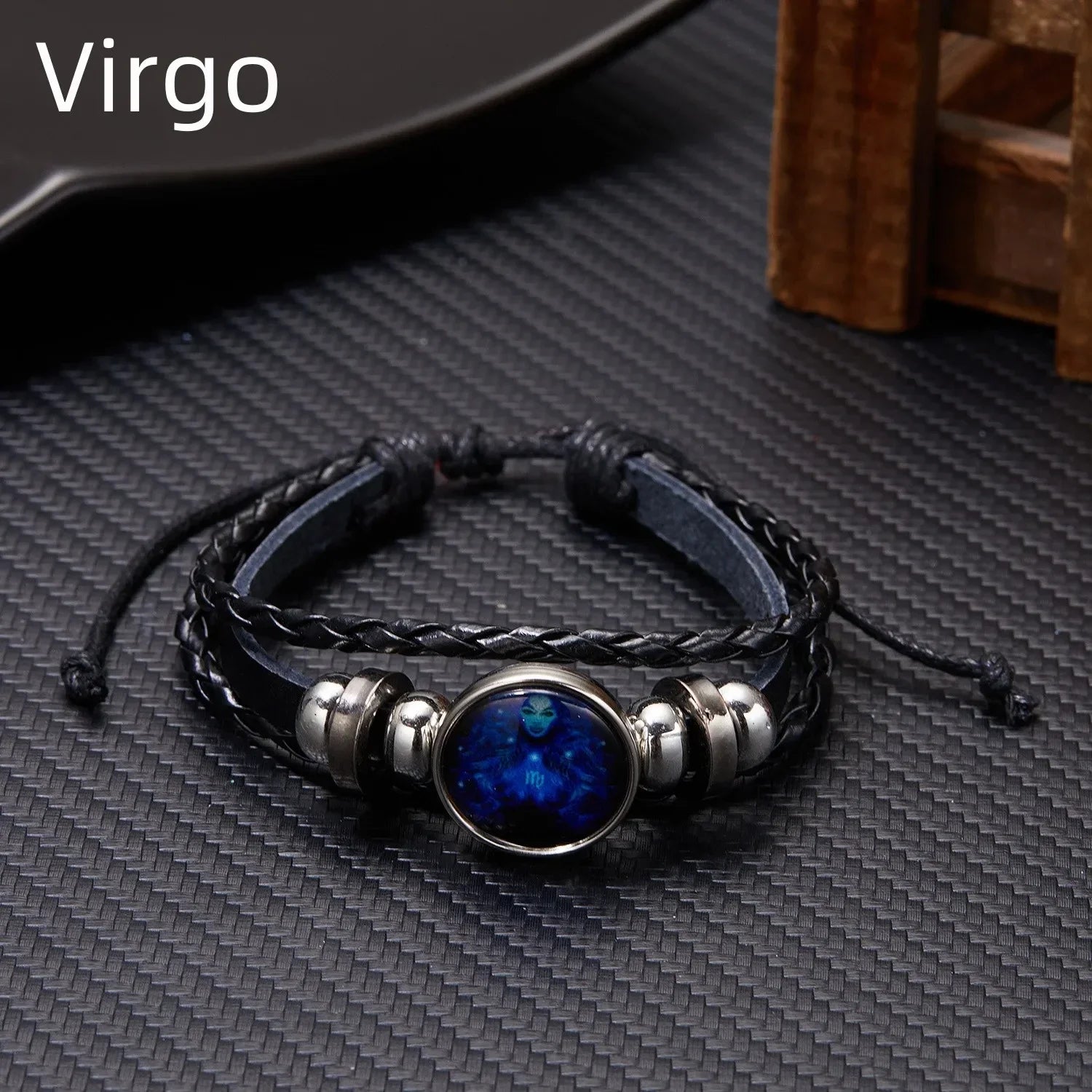 Luminous Zodiac Sign Charm Bracelet for Men and Women - Vintage Multilayer Wrap Leather Bangle Birthday Gift