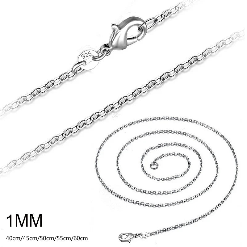 925 Sterling Silver Rolo Chain Necklace for Men and Women Adjustable Length 16 to 24 Inches DIY Jewelry