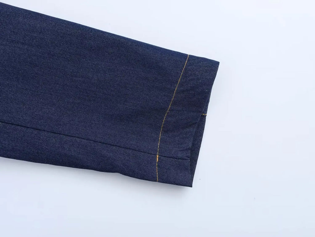 Women Fashion Denim Jacket and Jeans Set with Pockets Stylish Two Piece Outfit