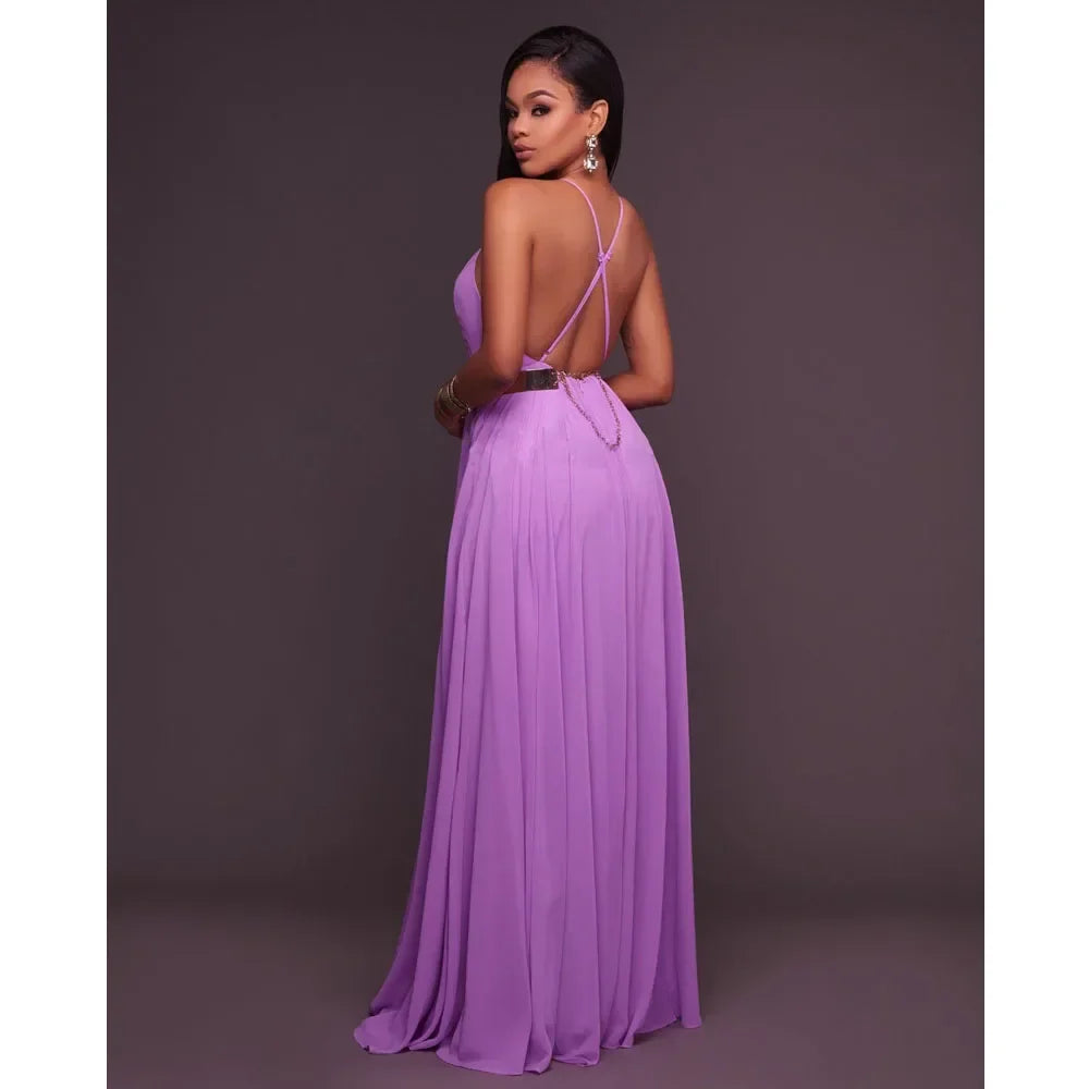 Boho Maxi Dress Women Sleeveless O Neck Backless Sundress