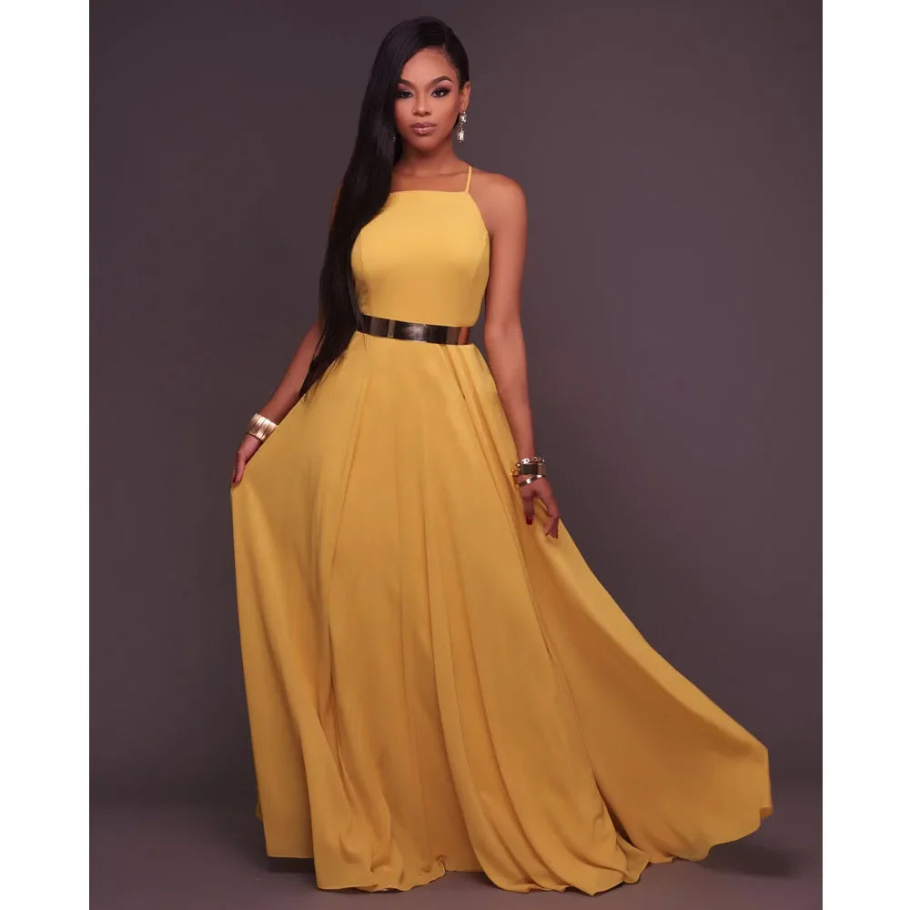 Boho Maxi Dress Sleeveless Summer O Neck Backless Sundress