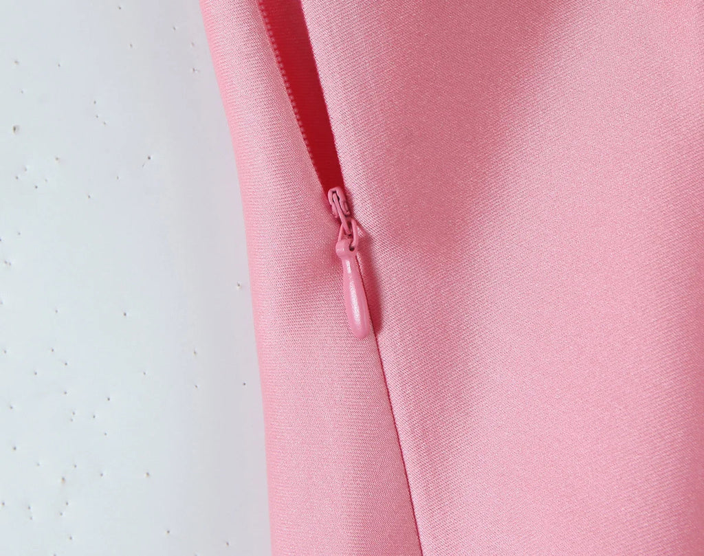 Sexy Satin Backless Suspender Dress Solid Color Glamour