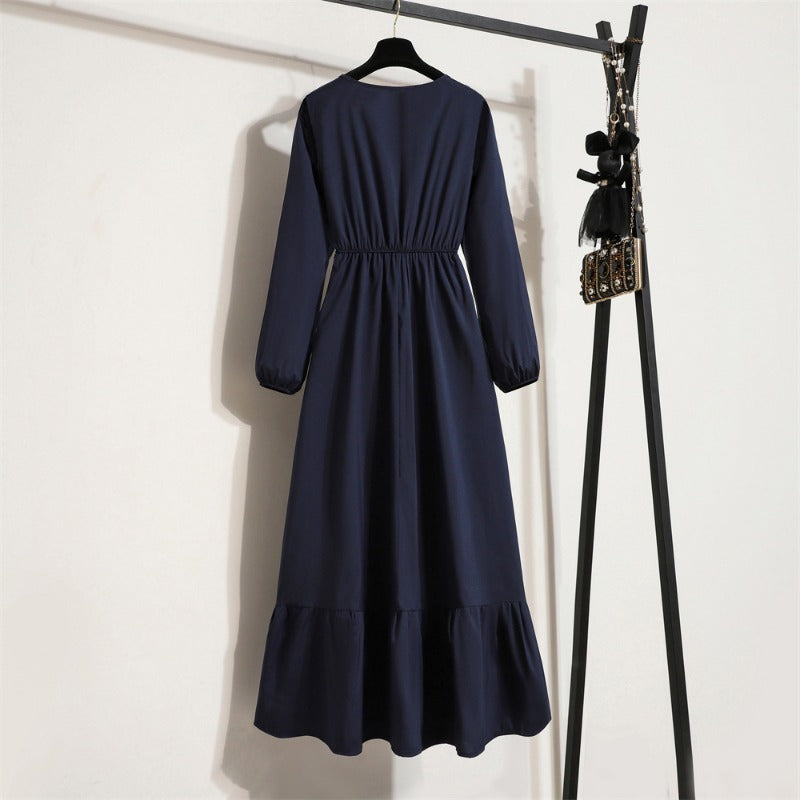 Bohemian Floral Maxi Dress High Waist Chiffon Long Sleeves