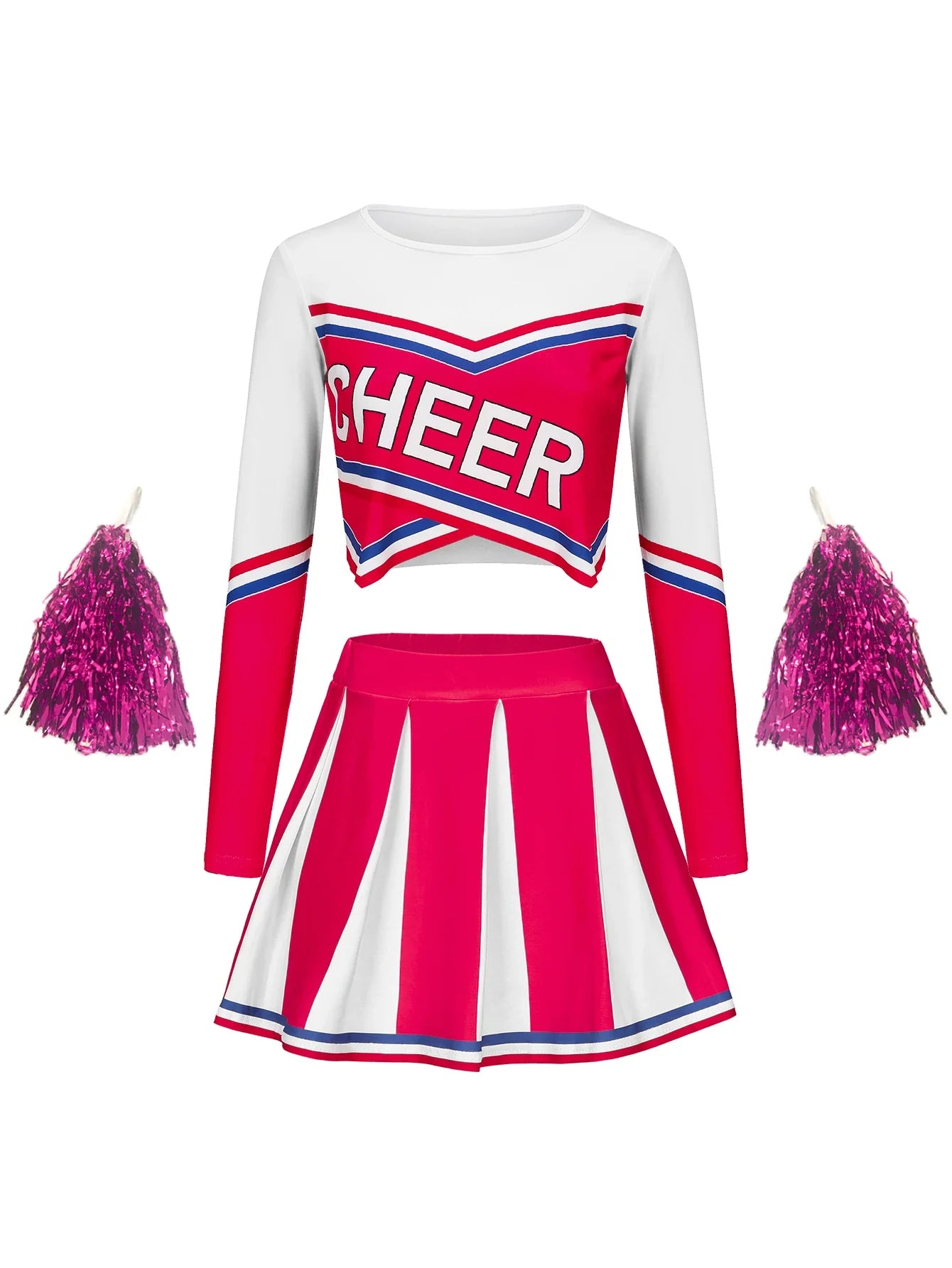 Womens Long Sleeve Cheerleader Dress for Stage Performance