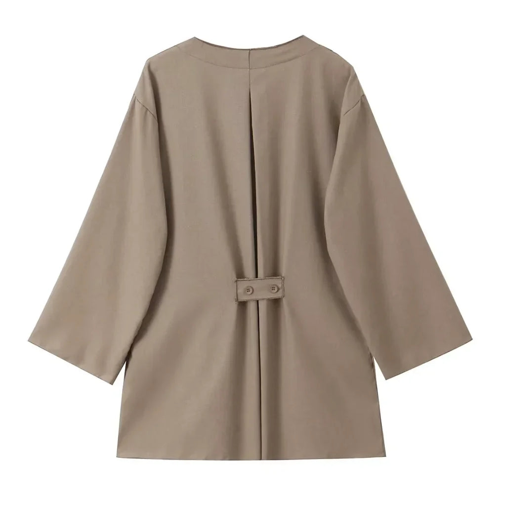 Casual Chic Solid Two Piece Women Set with Long Sleeve Kimono Jacket and Pants Nightwear Suit