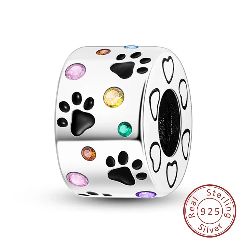 Fit Original 925 Sterling Silver Clip Charms with Zircon and Silicone Spacer Beads for Women DIY Bracelet Gift