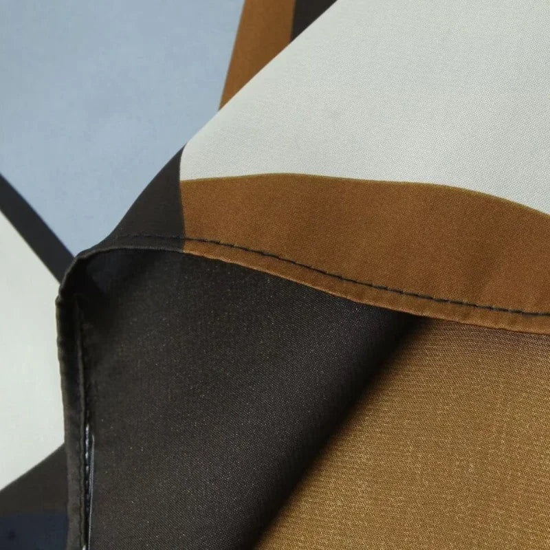 Women's Satin Texture Geometric Print Shirt Lapel Collar Long Sleeve Single-Breasted Casual Chic Top for Spring and Summer