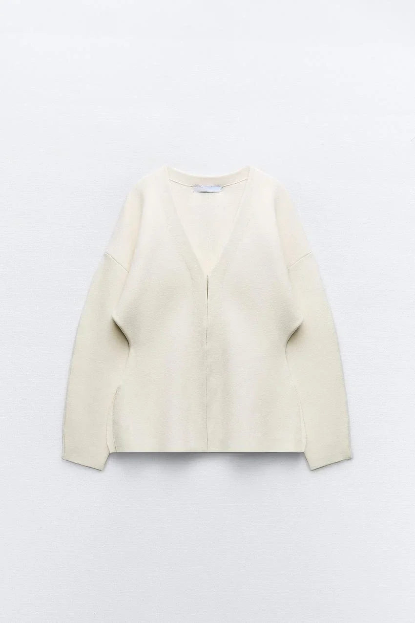 Women's Knit Tailored Cardigan and Skirt Set V-Neck Long Sleeve Jacket with High Waist Elastic A-Line Mini Skirt Stylish Two-Piece Outfit