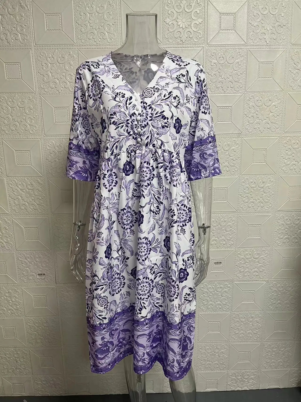 Loose Floral Print Elegant V Neck Dress For Women Everyday