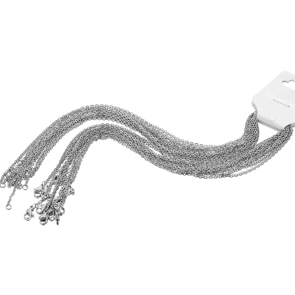 10 Pieces 50cm Gold Stainless Steel Link Chains for Jewelry Making and DIY Projects