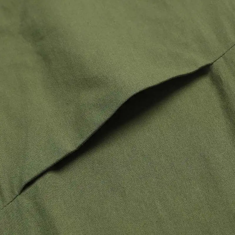 Cotton Summer Dress V Neck Short Sleeve Knee Length