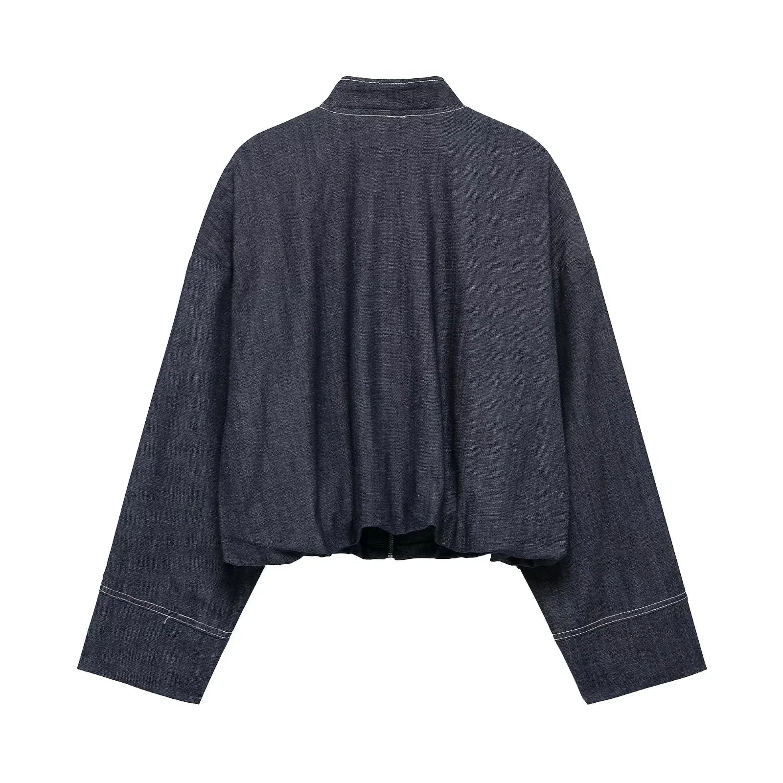 Casual Denim Loose Fit Women Suit Set with O Neck Zipper Bomber Jacket and Pleated Mini Skirt Vintage Inspired Spring Summer Fashion Ensemble