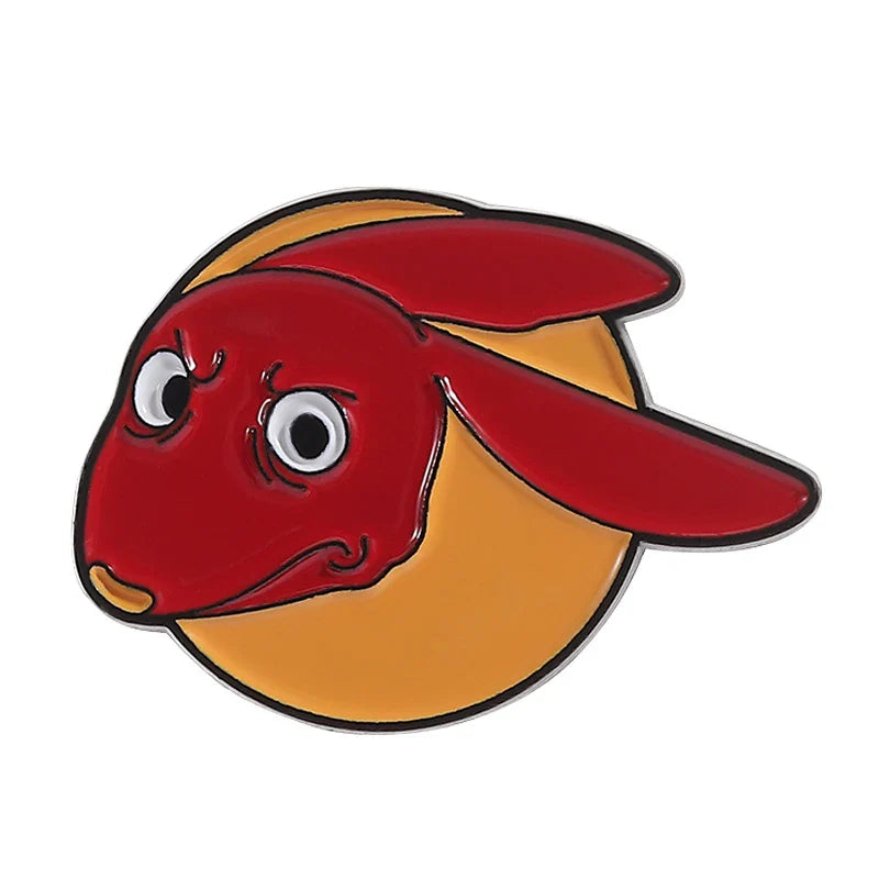 Humorous Anime Character Enamel Pins Red Eared Rabbit Brooch for Backpack and Jewelry Gifts