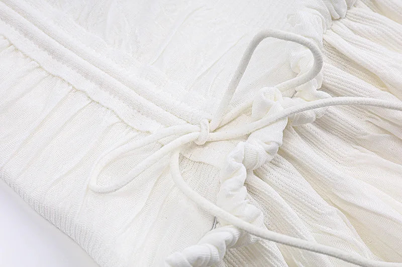 Casual Square Neck Mini Dress With Ruffles Bow Trim