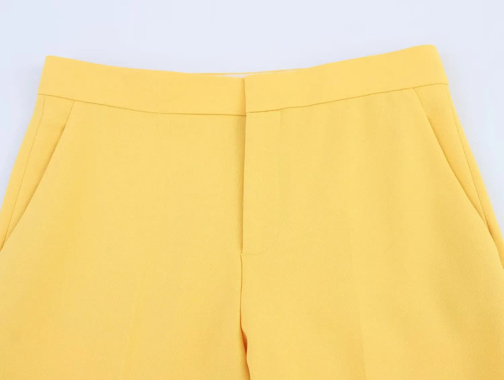 Women's Casual Chic Suit with Lapel Jacket and High Waist Flared Pants for Spring and Summer